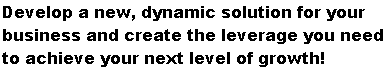 Develop a new, dynamic solution for your business and create the leverage you need to achieve your next level of growth!